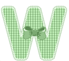 Green Gingham Baby Alphabet A-Z 26 letters