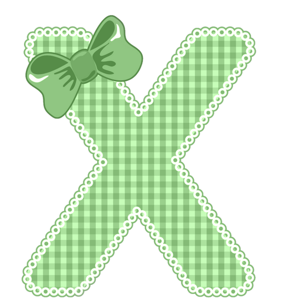 Green Gingham Baby Alphabet A-Z 26 letters