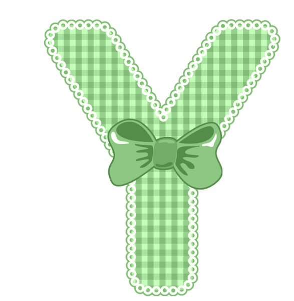 Green Gingham Baby Alphabet A-Z 26 letters