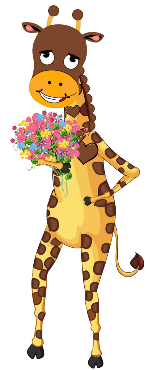 Giraffe Guy with Flowers