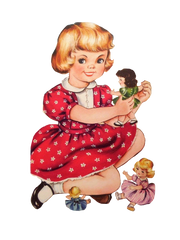 Vintage Little Girl & Her Dolls