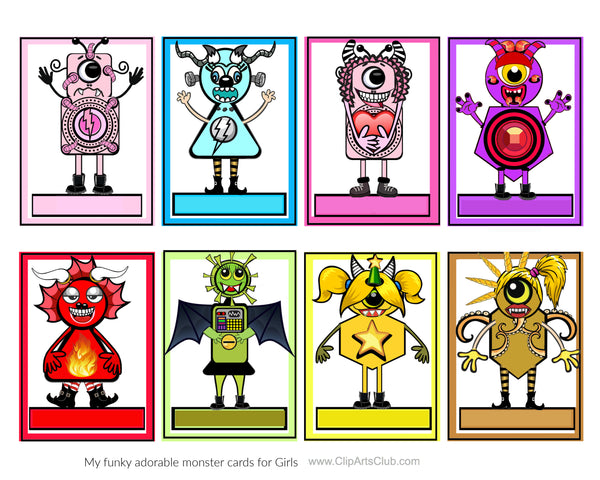 Monster Girls "BLANK" ATC Cards Printable - These are without the names