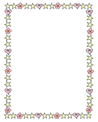 Girly pink and yellow border  - stars - hearts - flowers