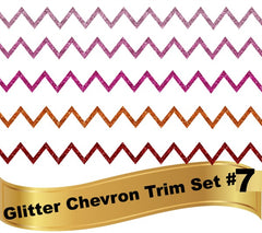 Glitter Chevron Zigzag Thin Trim Border Bundle #7  Red, Orange, Pinks  5 images