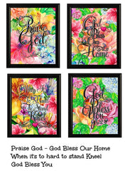 GOD BLESS OUR HOME  BEAUTIFUL FLORAL PRINT READY TO FRAME GREAT GIFT PRINTABLE