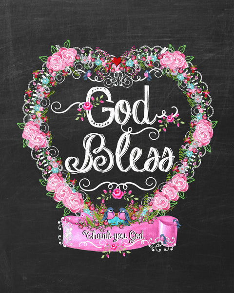 God Bless & ThankYou God Chalkboard 8x10 Print