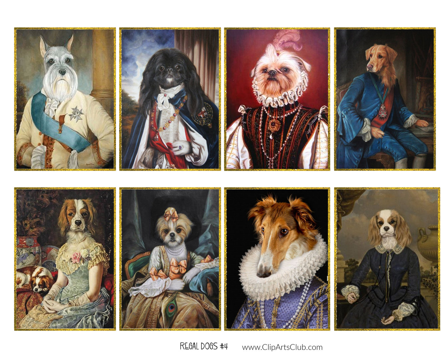 Regal Dogs dressed as Humans Anthropomorphic Dogs #4 ATC ACEO Cards Printable