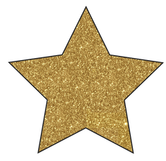 3 Gold Glitter Stars - PNG Images - Small - Medium & Large