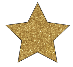 3 Gold Glitter Stars - PNG Images - Small - Medium & Large