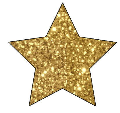 3 Gold Glitter Stars - PNG Images - Small - Medium & Large