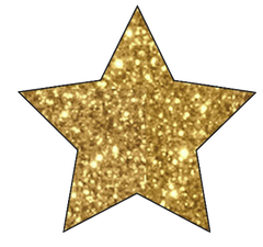 3 Gold Glitter Stars - PNG Images - Small - Medium & Large