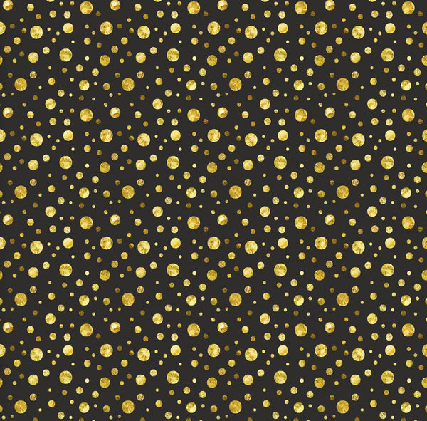 Shiny Gold dots on black-12x12- Background