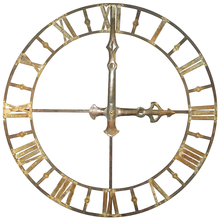 Antique Brass Clock Face Transparent Background Clip Art
