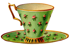 Vintage Victorian Green Teacup clip art png transparent back image