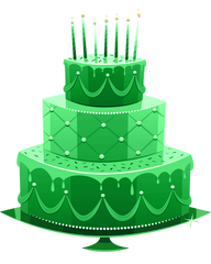 Birthday Cake - Green 3 Tier Fancy Cake with Candles