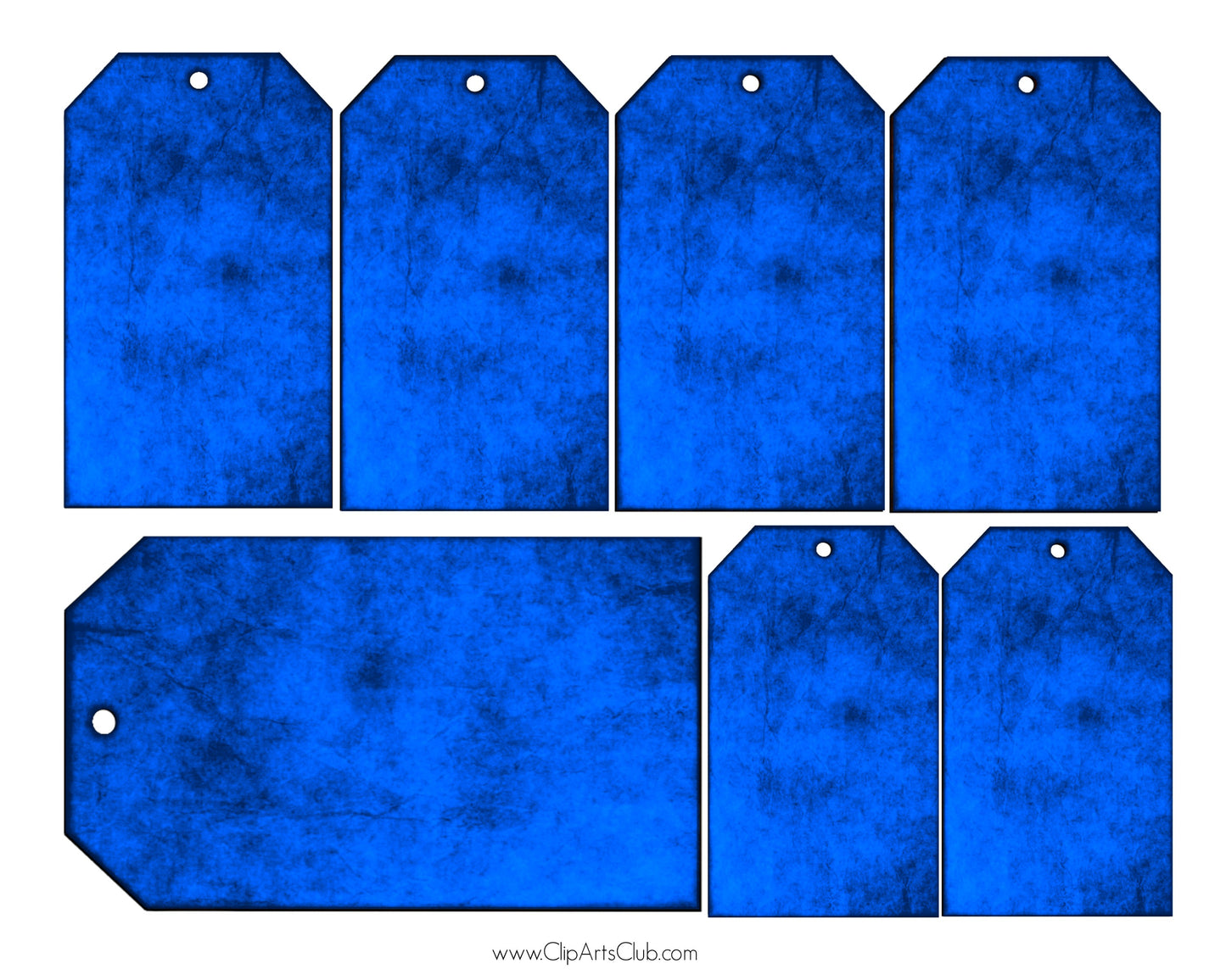 Bright Blue Blank Grunge Tag set, bundle, Collage Sheet Printable-