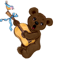 Singing Blue Bird and Bear Playing the Guitar