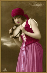 Vintage Gypsy Postcard Beautiful Gypsy with Tambourine