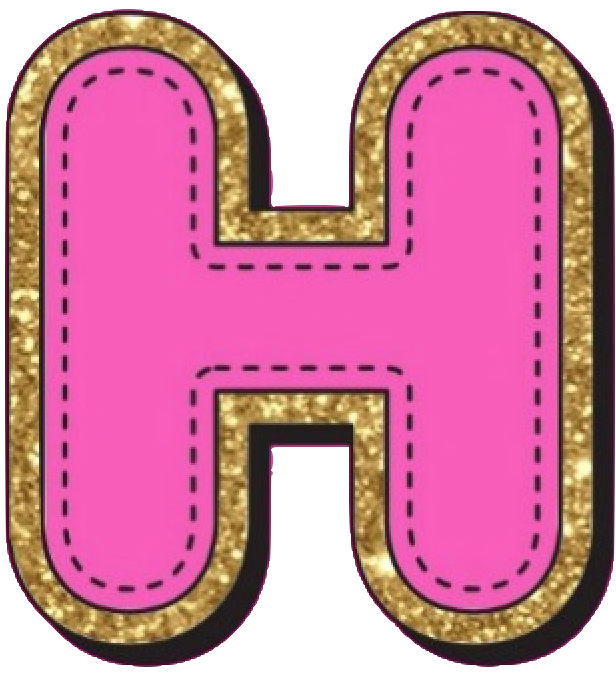 Bright Pink Alphabet trimmed in glittery gold Very Girly!