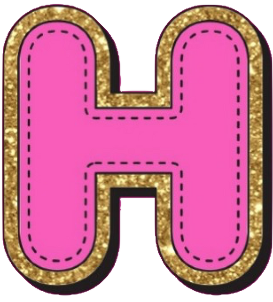 Bright Pink Alphabet trimmed in glittery gold Very Girly!