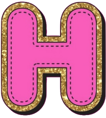 Bright Pink Alphabet trimmed in glittery gold Very Girly!