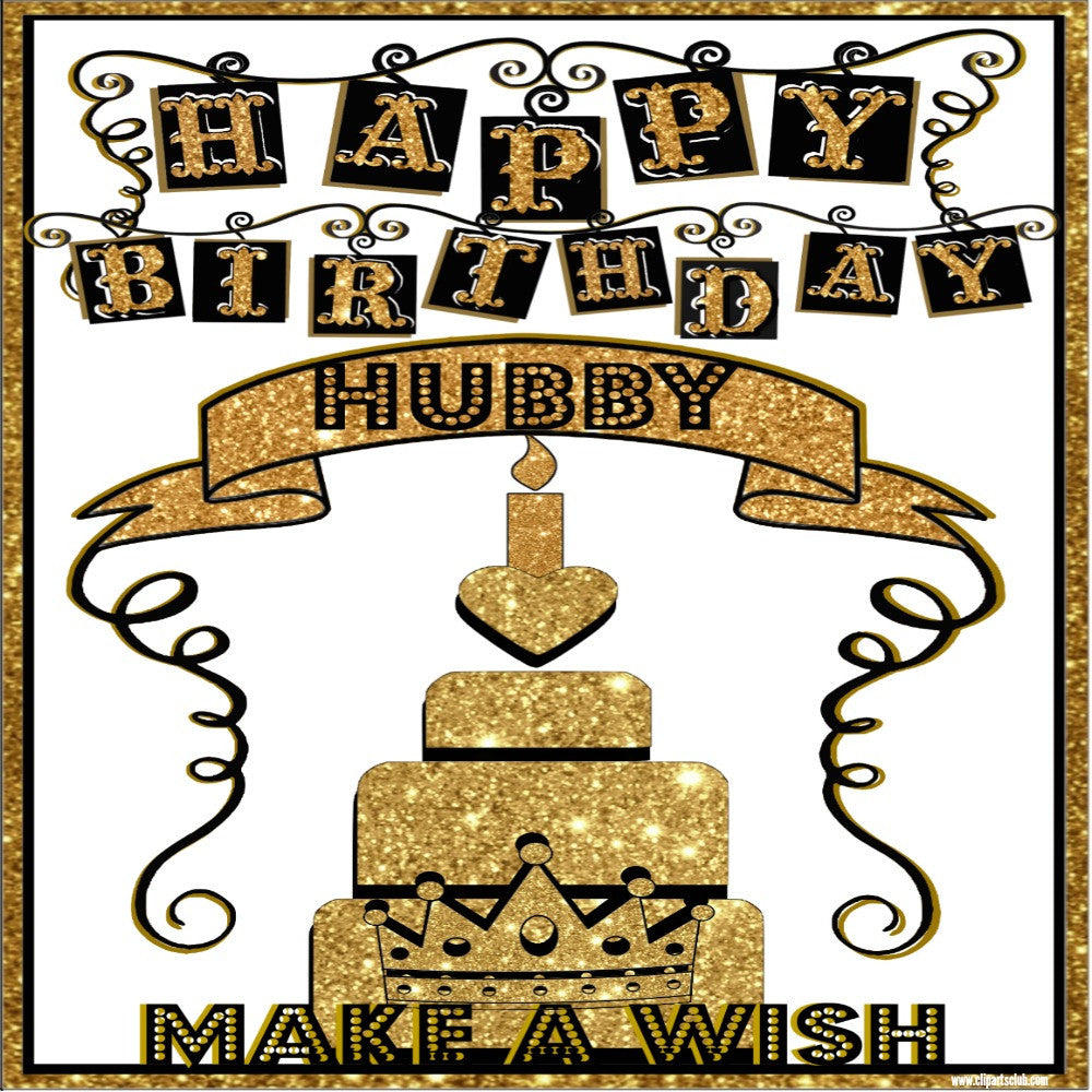Happy Birthday HUBBY Gold Facebook Greeting Card