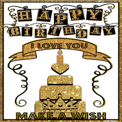 Happy Birthday "I Love You" Gold Facebook Greeting Card
