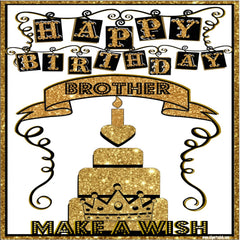 Happy Birthday Brother Gold Facebook Greeting Card