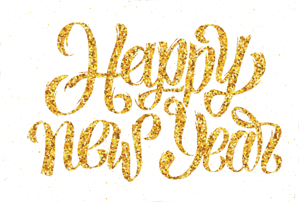 Happy New Year Gold Glittery Foil