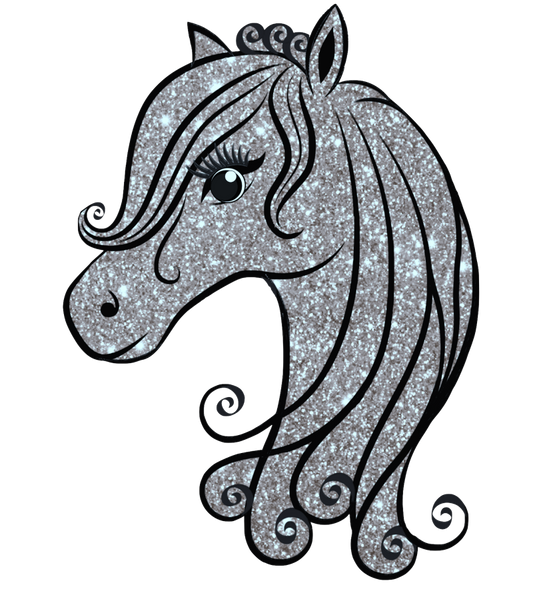 Horse Head Fancy - GraySilver Glitter