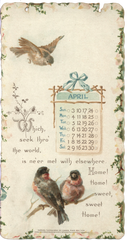 Home Sweet Home 1898 April Beautiful Calendar Page Ephemera