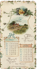 Home Sweet Home 1898 May & June Beautiful Calendar Page Ephemera