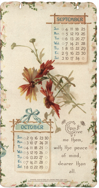 Home Sweet Home 1898 September & October Beautiful Calendar Page Ephemera