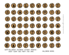 Halloween Words Set in Typewriter Keys AlphabetVintage style Printable