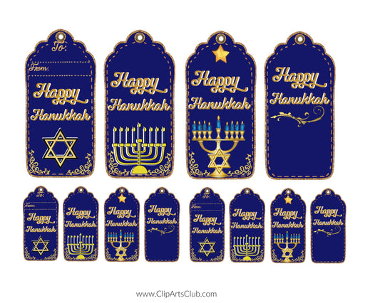 Happy Hanukkah Holiday Tags Collage Sheet Printable
