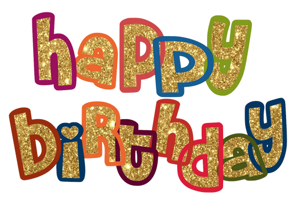 7 Happy Birthday Images in all colors & Gold Glitter