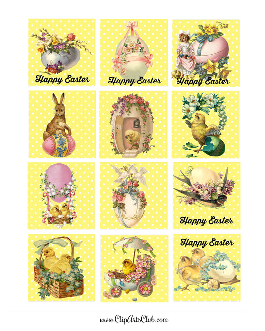 Happy Easter Yellow Polkadots Collage Sheet