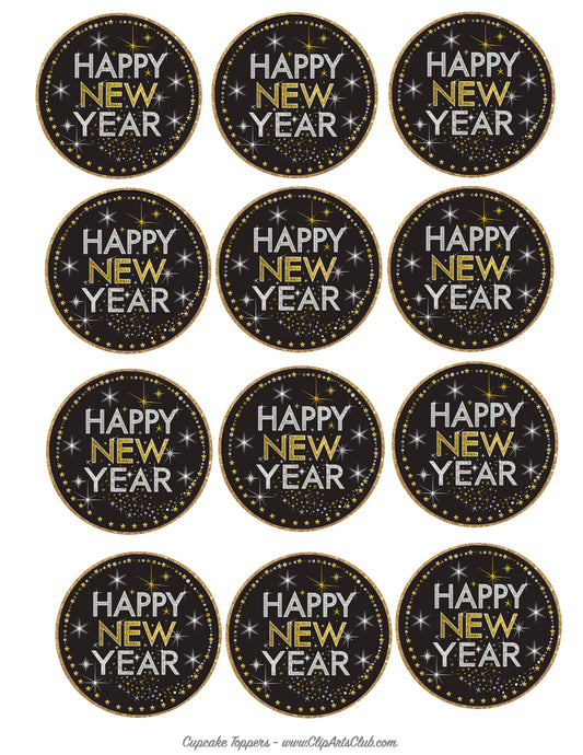Happy New Year Party Decoration  - Cupcake Toppers