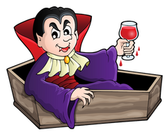 Vampire in coffin with red wine - Dracula