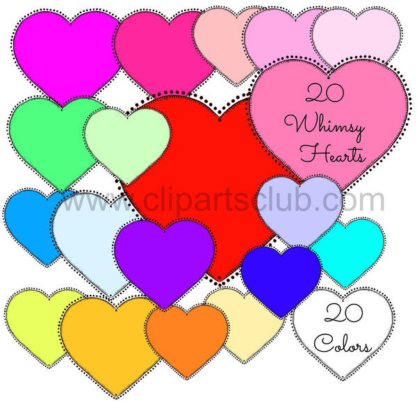 Heart Bundle 20 Colors Hand Drawn