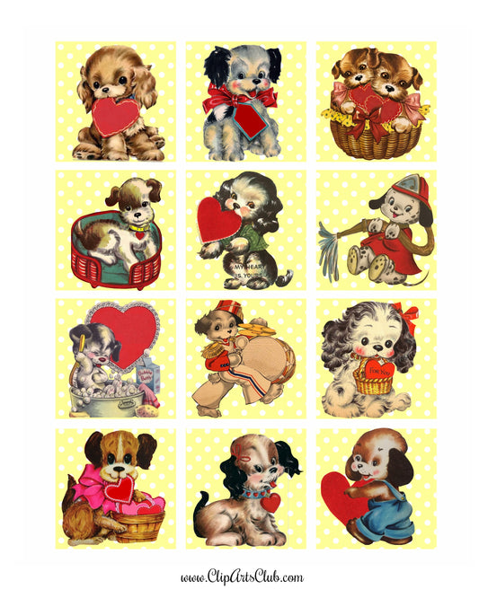 Vintage Puppy Dogs Collage Sheet