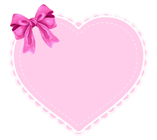 Pink Eyelet Heart With Large Watercolor Ribbon on Side