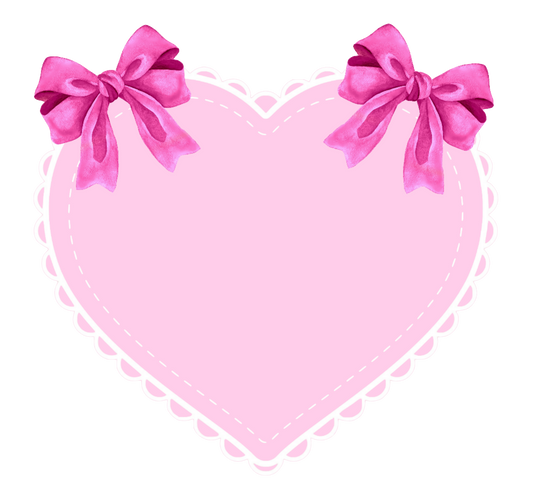 Pink Eyelet Heart With Two Large Watercolor Ribbons