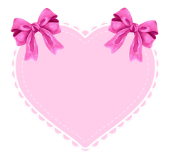 Pink Eyelet Heart With Two Large Watercolor Ribbons