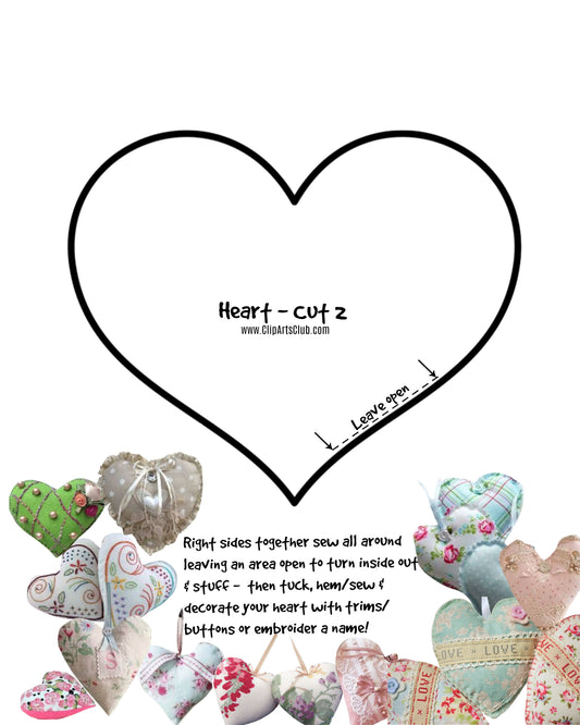 Heart Pattern Softie - Pin Cushion - Shabby Chic Hearts