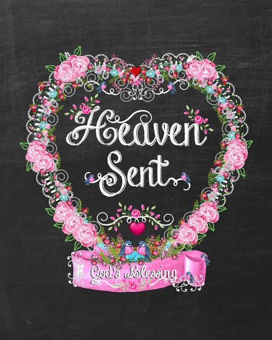 Heaven Sent  Heart 8x10 Print Ready to Frame is part of a collection of matching prints