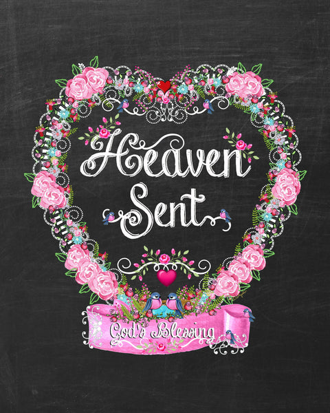 Heaven Sent  Heart 8x10 Print Ready to Frame is part of a collection of matching prints