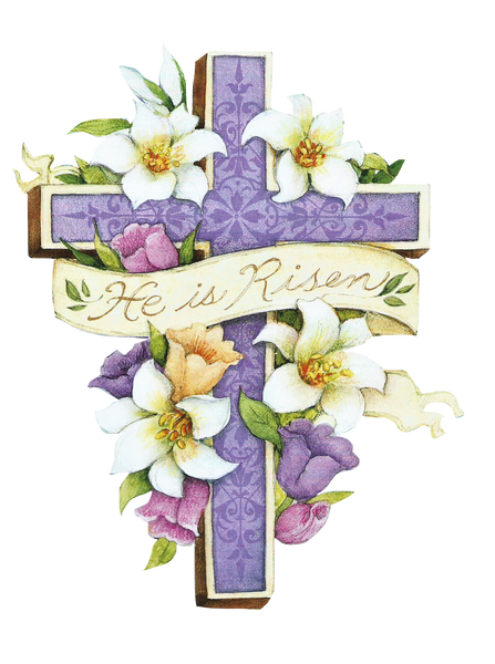 He is Risen Beautiful Easter Cross with Lillies