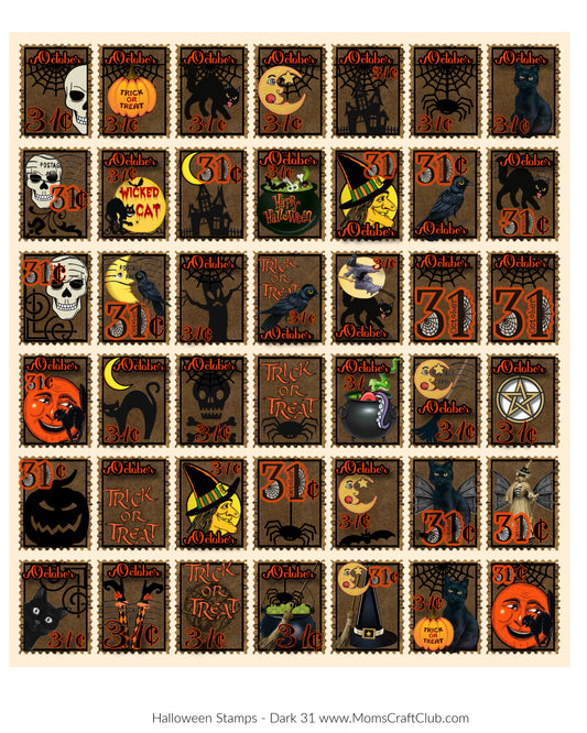 Halloween Postage Stamps Printable Brown