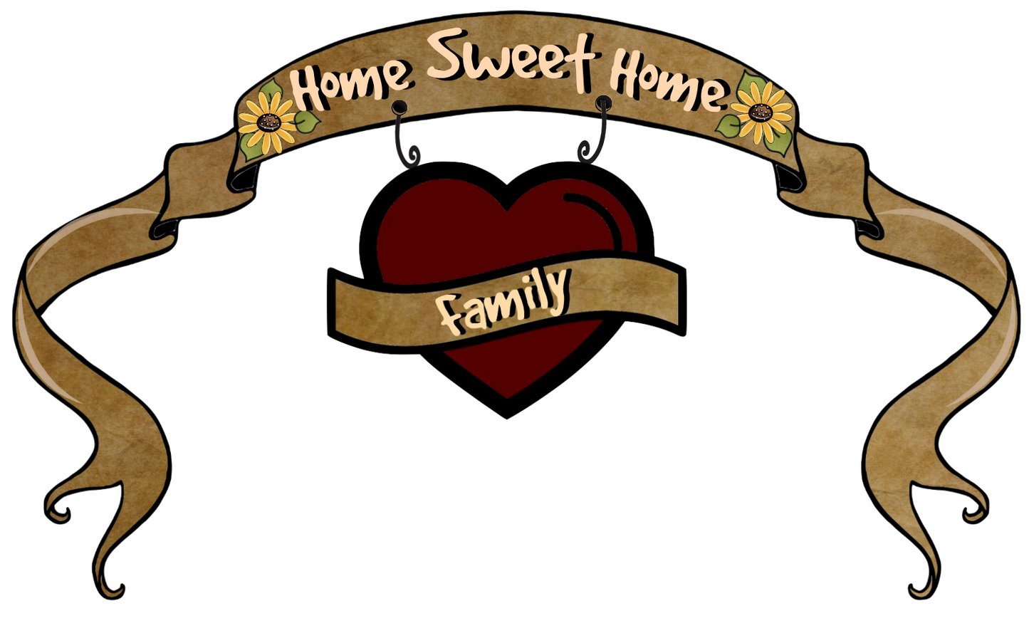 Home Sweet Home Heart Banner - Primitive Style
